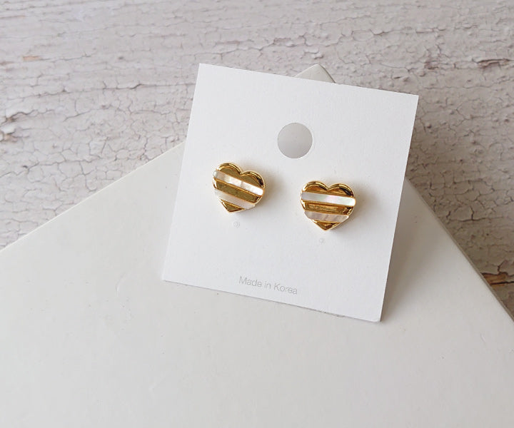 Striped Heart Stud Earring - LA NICOSA