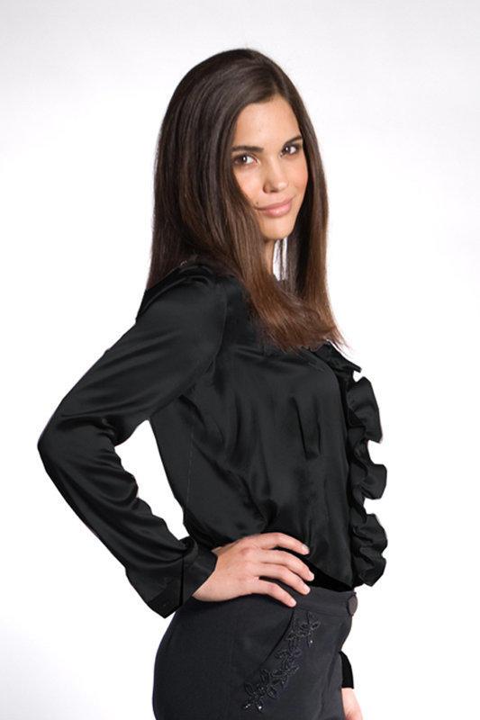 Women Silk Ruffle Long Sleeve Blouse - LA NICOSA